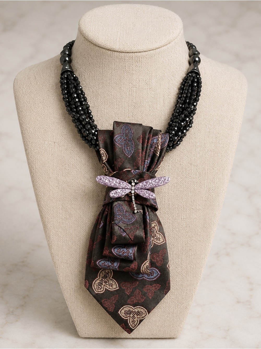 Necktie Necklace | Dragonfly Brooch | Crafted by Neck Nouveau